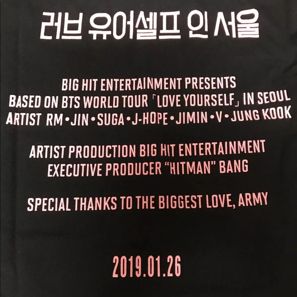 Rare BTS World Tour LOVE YOURSELF IN SEOUL T shirt Official 2019.01.26 - Picture 4 of 6